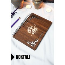Dünya Ahşap Kapaklı Defter - Noktalı Defter - 60 Yaprak (120 Sayfa) - A5 15X21 cm - Seyahat Defteri