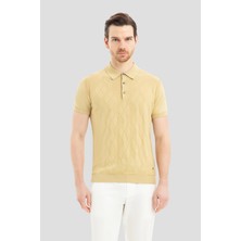 Sabri Özel Erkek Su Yeşili Polo Yaka Jakarlı Tişört - Slim Fit