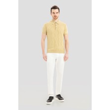 Sabri Özel Erkek Su Yeşili Polo Yaka Jakarlı Tişört - Slim Fit