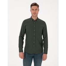 Pierre Cardin Erkek Koyu Haki Slim Fit Uzun Kollu Gömlek 50311562-VR111