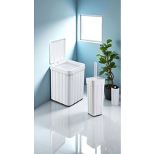 2'li Banyo Seti - Bas Aç Kapaklı Çöp Kovası (10 L) - Wc Fırçalık