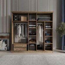 Toprak 5 Kapaklı Bazalı Gardırop Tamamı Mdf