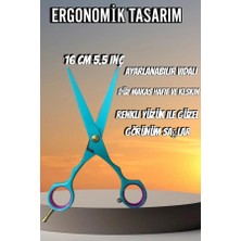 Çubuklu Turkuaz Düz Uçlu Saç Kesim Makası 6 Inç