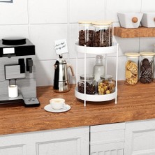 Beyaz 2 Katlı Mutfak Banyo Düzenleyici Servis Sunum Standı Çok Amaçlı Organizer 35 cm