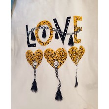 Love Baskılı Kız Çocuk 3’lü Kot Takım – Ceket + Tişört + Pantolon