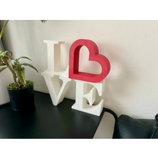 Raf Dekoru Için Kırmızı Kalpli Love Yazısı