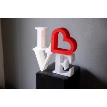 Raf Dekoru Için Kırmızı Kalpli Love Yazısı