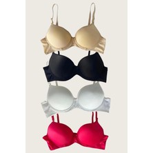 Secret Sita Arias Closet Siyah-Beyaz-Kırmızı-Ten 4lü Içi Boş Micro Balenli Günlük Tek Desteksiz Sütyen