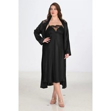 Arias Closet 2li Siyah Sabahlık Takımı Bigsize 6221