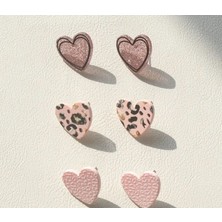3 Çift Vintage Sevimli Akrilik Kalp ve Leopar Desenli Küpe Seti, Paslanmaz Çelik Gönderiler, Günlük ve Festival Giyim