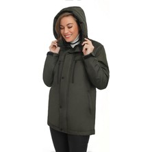 Kadın Polarlı Kürklü Su ve Rüzgar Geçirmez Kapüşonlu Kışlık Mont & Kaban & Parka