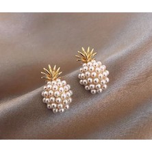 1 Çift Zarif  Inci Ananas Küpe - Minimalist Altın Tonlu Tasarım ile Hafif  Inci Kümeleri, Günlük iş Giyim Veya Hediye Verme Için Mükemmel, Ananas Küpeler