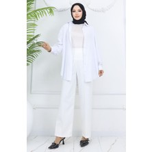 Sefa Merve Bol Paça Pantolon 4001-06 Ekru