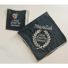 Terzim Ayşenur Isimli Sünnet Şalı Omuz Örtüsü Maşallah Ay Yıldız Tuğra Nakış Işlemeli Kına Şalı Isimli Kına Eldiveni Isme Özel Siyah Mavi ve Beyaz Renkler