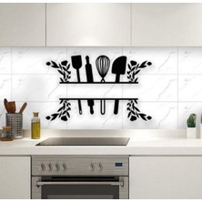 Siyah Ahşap Mutfak Eşyaları 70CM x 45CM Tablo Duvar Dekoru 3mm Mdf Lazer Kesim