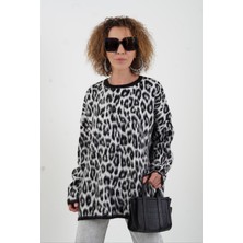 Siyah Leopar Şardonlu Bluz