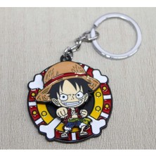 Straw Hat Luffy Anahtarlık – 5 cm Rozet / Toplam Uzunluk 11 cm