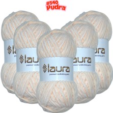 LAURA Kadife El Örgü İpi, 5'li Paket, 5X100 Gr. 120 Mt., %100 Mikro Polyester
