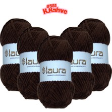 LAURA Kadife El Örgü İpi, 5'li Paket, 5X100 Gr. 120 Mt., %100 Mikro Polyester