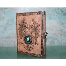 Ejderha Figürlü El Yapımı Deri Defter