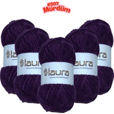 LAURA Kadife El Örgü İpi, 5'li Paket, 5X100 Gr. 120 Mt., %100 Mikro Polyester