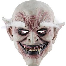 Korku Zombi Maskesi Beyaz Saçlı Kaşlı Lateks Vampir Maskesi