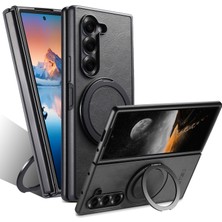 Cool-M Samsung Galaxy Z Fold7 5g Mumsu Dokulu Döner Ayaklı Deri Telefon Arka Kılıfı Magsafe ile Uyumlu (Yurt Dışından)