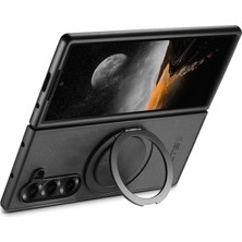 Cool-M Samsung Galaxy Z Fold7 5g Mumsu Dokulu Döner Ayaklı Deri Telefon Arka Kılıfı Magsafe ile Uyumlu (Yurt Dışından)
