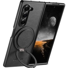 Cool-M Samsung Galaxy Z Fold7 5g Mumsu Dokulu Döner Ayaklı Deri Telefon Arka Kılıfı Magsafe ile Uyumlu (Yurt Dışından)