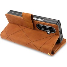 Cool-M Samsung Galaxy Z Fold7 5g Pu + Pc Kılıf Renkli Eklemeli Deri Telefon Kılıfı ve Kayışı (Yurt Dışından)