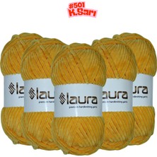 Laura Kadife El Örgü İpi, 5'li Paket, 5X100 Gr. 120 Mt., %100 Mikro Polyester