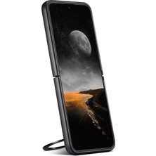 Cool-M Samsung Galaxy Z Flip7 5g Manyetik Kılıf Döner Ayaklı Karbon Fiber Doku Deri Telefon Arka Kapağı (Yurt Dışından)
