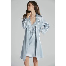 6'lı Saten Gecelik Sabahlık Takım Çeyiz Seti 6965 - Mist