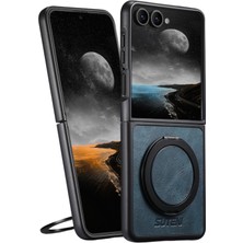 Cool-M Samsung Galaxy Z Flip7 5g Mumsu Dokulu Döner Ayaklı Deri Telefon Arka Kapağı Magsafe ile Uyumlu (Yurt Dışından)