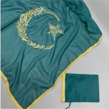 Simli Baskılı Ay Yıldız Yeşil Örtü