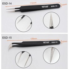 Vetus Hassas Elektronik Cımbız Seti Antistatik Çelik Tweezer Set