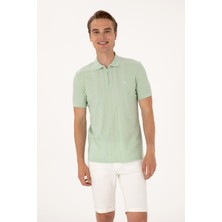 U.S. Polo Assn. Erkek Regular Fit Su Yeşili Polo Yaka Fermuarlı Tişört 50300813-VR048
