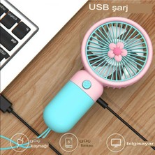 Ipli El Fanı Papatyalı Model Şarjlı Fan Vantilatör Serinletici Taşınabilir