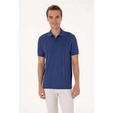 U.S. Polo Assn. Erkek Regular Fit Açık Lacivert Polo Yaka Dokulu Tişört 50299982-VR059