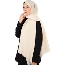 Bej Monogram Desen Ipek Pamuk Şal