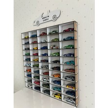 Oyuncak Araba Rafı 50'li Beyaz (Hotwheels ve Matcbox Arabaları Için Uygundur)