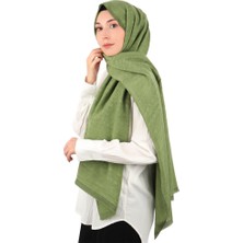 Yeşil Monogram Desen Ipek Pamuk Şal