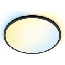 Wiz Superslim 32W Siyah Sıva Üstü Sarı-Beyaz Akıllı LED Yuvarlak Panel Tavan Armatürü 55 cm Çapında 3750 Lumen