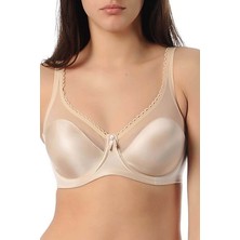 Yeni İnci 1640 Kadın Toparlayıcı Sütyen Ten Renkli Tül Detaylı Dokuma Kumaş ile Gün Boyu Destek