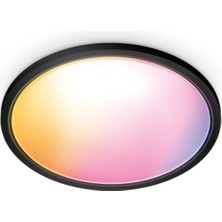 Wiz Superslim 22W Siyah Sıva Üstü Rgb Akıllı LED Yuvarlak Panel Tavan Armatürü 42 cm Çapında 2600 Lumen