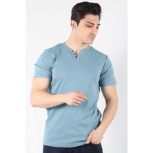 2122 Üç Düğme Hakim Yaka Ribana Modern Fit T-shirt