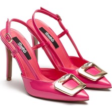 Kadın Yüksek Topuklu Şık Tokalı Rugan Abiye Ayakkabı 6305