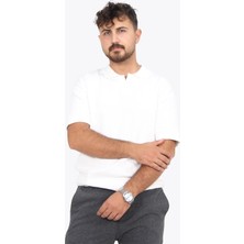 5763 Kaşkorse Görünümlü Ribana Düğmesiz Polo Yaka T-Shirt