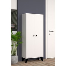Mobilique Poyraz No 2 Çok Amaçlı Dolap Beyaz Suntalam Modern Tasarım 139 cm Yükseklik 58 cm Genişlik 30 cm Derinlik