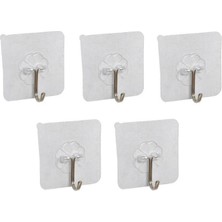 Jetfast Kendinden Yapışkanlı Şeffaf Askı Metal Kancalı Askılık 5 Adet
